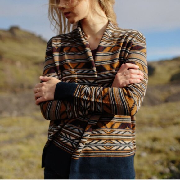Pendleton Merino Wool Sweater Open Front Cardigan Sz S Western Geometric Fall - Picture 1 of 6
